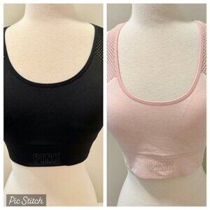 Bundle Lot 2 Medium PINK Victoria's Secret Racer Back Lightly Lined Sports Bras